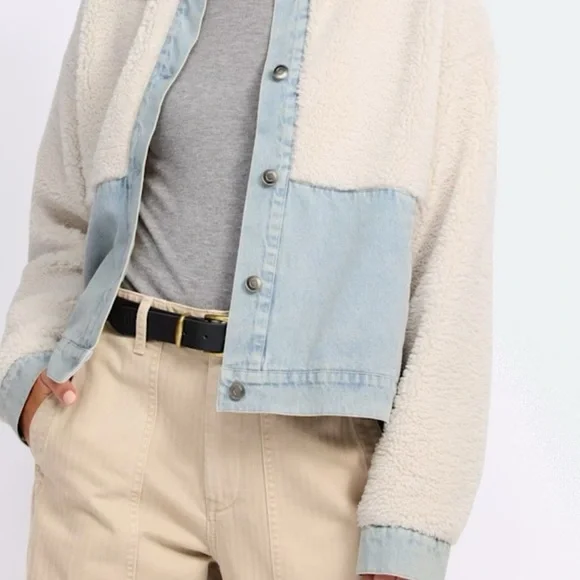Thread & Supply Cream and Blue Sherpa Jacket - Picture 2 of 3